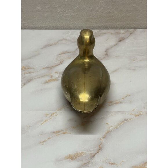 VTG Solid Brass Full Body Duck Figure Green Felt Bottom - Picture 9 of 10